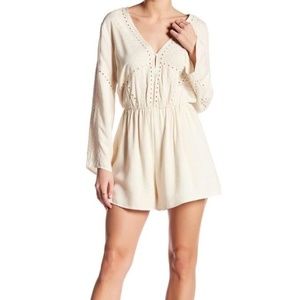 Embroidered Bell Sleeve Romper